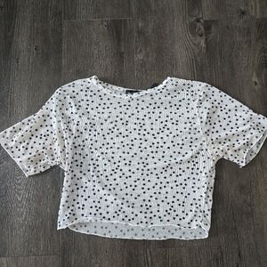 PrettyLittleThing White and Black Polka Dot Top